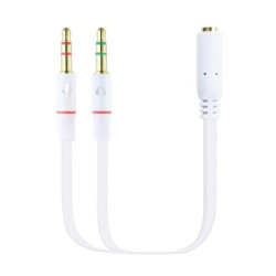 Adaptador Jack 3.5mm-H a 2xJack 3.5mm-M - 0.20m · Blanco