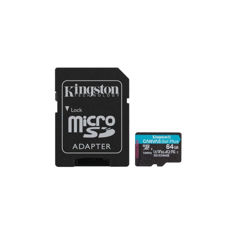Tarjeta de Memoria KINGSTON Canvas Go SDCG3/64GB - 64GB · Clase 10 + Adaptador