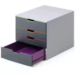 760427 DURABLE MÓDULO SOBREMESA VARICOLOR 4 CAJONES A4/FOLIO/CARTA ABS ALTA CALIDAD ANTRACITA MULTICOLOR