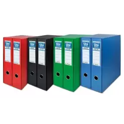 92327 UNISYSTEM BOX COLOR MÓDULO 2 ARCHIVADORES PALANCA 65MM A4 FORRADOS PP ROJO