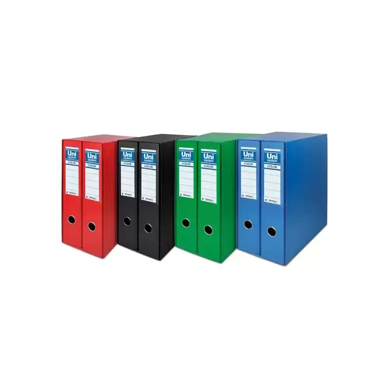 92329 UNISYSTEM BOX COLOR MÓDULO 2 ARCHIVADORES PALANCA 65MM A4 FORRADOS PP NEGRO