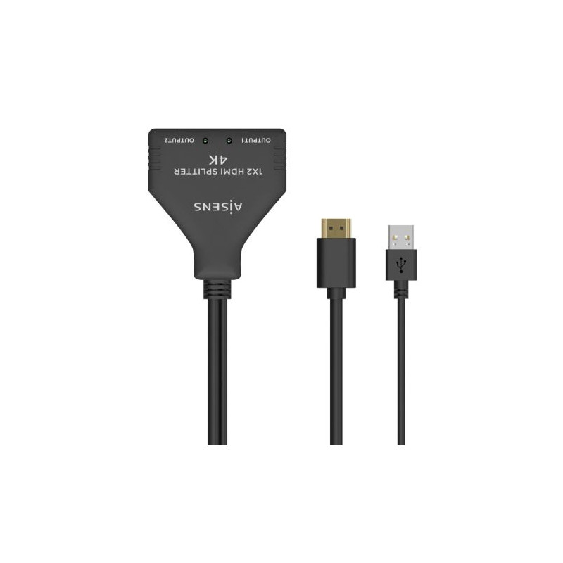 Cable HDMI 2xDuplicador con Alimentación USB - 0.30m · Negro