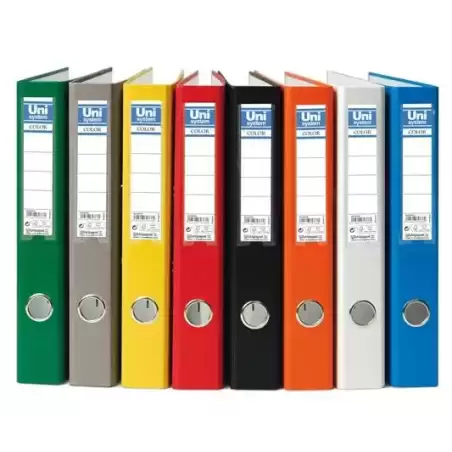 92373 UNISYSTEM ARCHIVADOR PALANCA COLOR 45MM CANTONERA LARGA FOLIO CARTÓN FORRADO PP GRIS