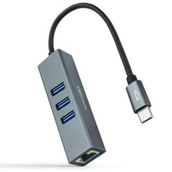 HUB USB Tipo C 3xUSB 1xRJ45 - 0.15m · Gris