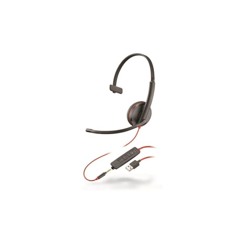 Auriculares Diadema PLANTRONICS Blackwire C3215 209746-201 - Jack 3.5mm · USB · Monoaural · Micrófono · Negro