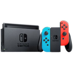 Consola NINTENDO SWITCH Azul Neón/Rojo Neón V2 10010738 - Base · 2 Mandos Joy-con · Adaptador corriente