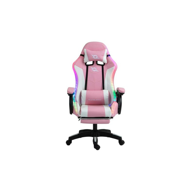 Silla Gaming POWERGAMING - Diseño Ergonómico · Reposapies · Rosa/Blanco
