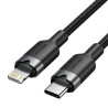 Cable USB Tipo C/M a Lightning/M - 1m · Negro