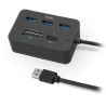 HUB USB 3.0 3xUSB · Lector de Tarjetas · Negro