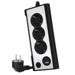 Regleta con Interruptor NANOCABLE - 3xSchuko · 1xUSB · 1xUSB Tipo C · 1.5m · Negro