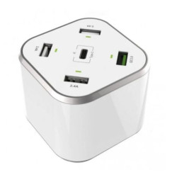 HUB de Carga AISENS ASCH-5PQC-W - 48W · UCB Tipo C · 4xUSB · Blanco