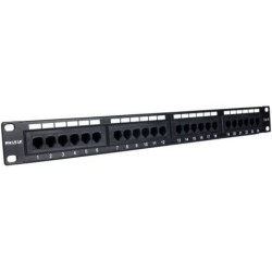 Panel de Transferencia PHASAK PU 2420 - 24 Puertos · Cat.6 · Dual Block · Rack 19 · Metálico · Negro