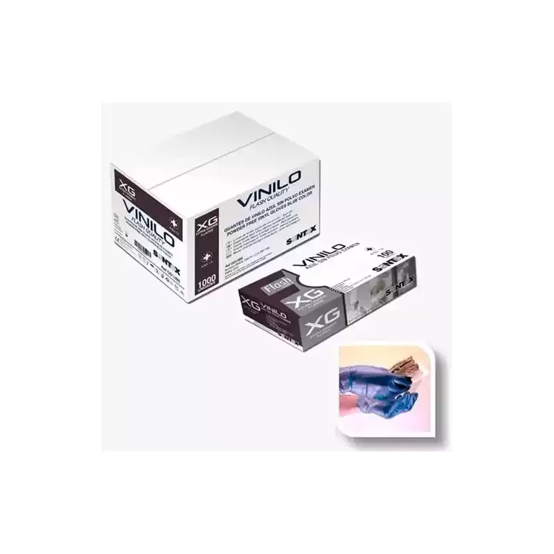 27085 CAJA DE GUANTES DE VINILO AZUL SIN POLVO MULTIUSOS TALLA XG -100U-