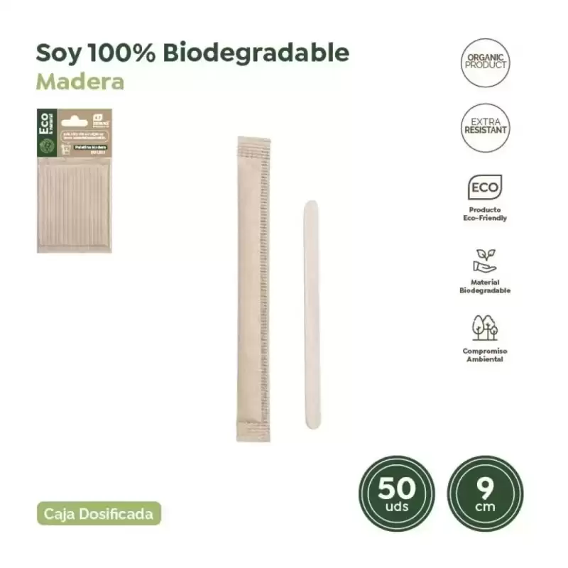 30208 PALETINA DE MADERA 140X5X1 MM EN FUNDA DE PAPEL INDIVIDUAL -CAJA 50U-