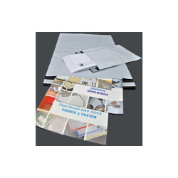 BC3504505060SIN BOLSAS MENSAJERÍA ESTÁNDAR PLÁSTICO OPACO 350X450X50 (FUELLE)+40 SOLAPA BLANCO / INTERIOR NEGRO -PACK DE 100UD-