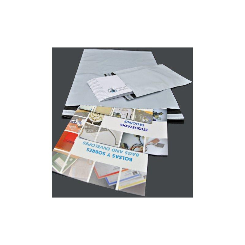 BC3504505060SIN BOLSAS MENSAJERÍA ESTÁNDAR PLÁSTICO OPACO 350X450X50 (FUELLE)+40 SOLAPA BLANCO / INTERIOR NEGRO -PACK DE 100UD-