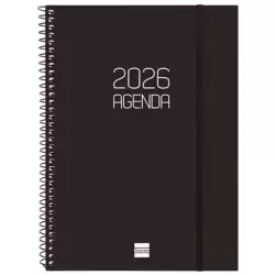 742766026 FINOCAM AGENDA ESPIRAL OPAQUE E10-155X212MM SVH TAPA PP NEGRO 2026