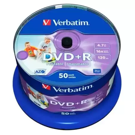 43512 VERBATIM DVD+R AZO 4.7GB 16X WIDE PRINTABLE SURFACE NO-ID