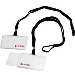 09073000 GRAFOPLÁS PORTADISTINTIVOS INYECTADO + CORDON NEGRO 65X95MM  PACK -50U-