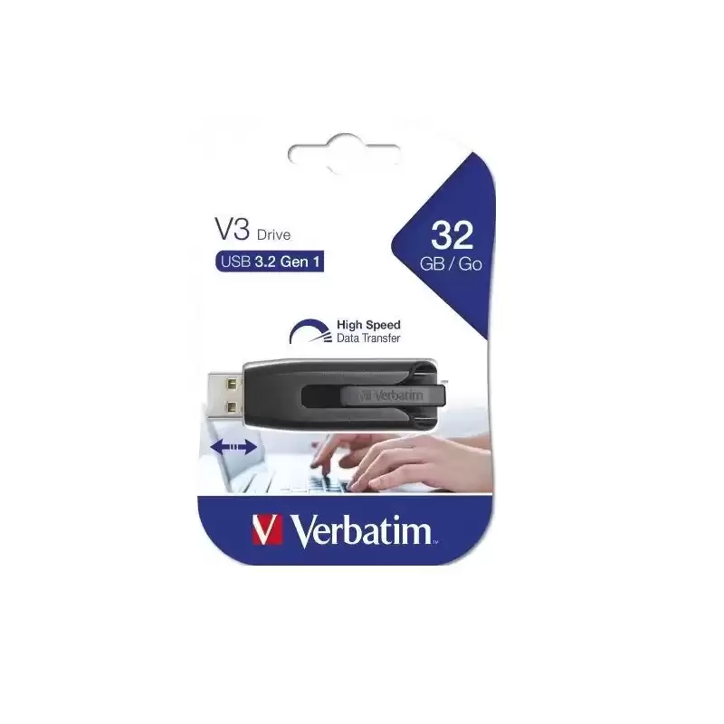 49173 VERBATIM PENDRIVE V3 STORE ´N´ GO SUPER SPEED 32GB RETRÁCTIL USB 3.2 NEGRO