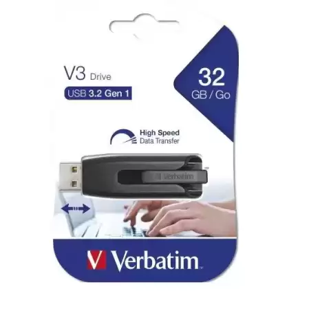 49173 VERBATIM PENDRIVE V3 STORE ´N´ GO SUPER SPEED 32GB RETRÁCTIL USB 3.2 NEGRO
