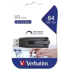 49174 VERBATIM PENDRIVE V3 STORE ´N´ GO SUPER SPEED 64GB RETRÁCTIL USB 3.2 NEGRO