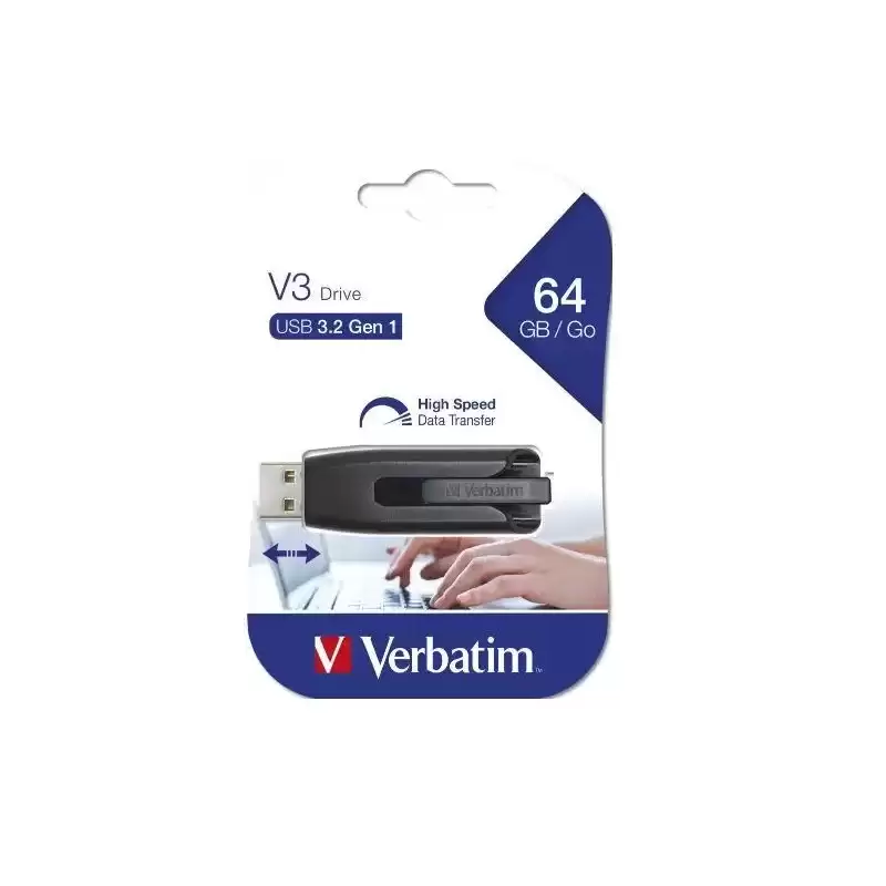 49174 VERBATIM PENDRIVE V3 STORE ´N´ GO SUPER SPEED 64GB RETRÁCTIL USB 3.2 NEGRO