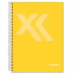 IMP0110 IMPREX CUADERNO ESPIRAL TAPA FORRADA FOLIO 80H 90GR 4X4 AMARILLO
