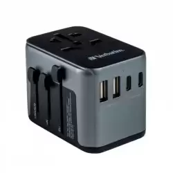 49545 VERBATIM UTA-03 ADAPTADOR UNIVERSAL DE VIAJE CON 1 PUERTO USB-C - 2 PUERTO USB-A - 2 PUERTO USB-C