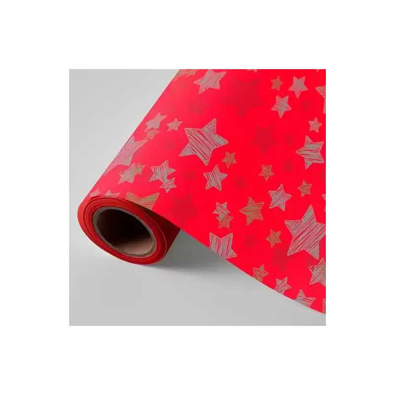 3150243U WONDER PAPEL DE REGALO BOBINA 62CM 4KG NAVIDAD ROJO ESTRELLAS