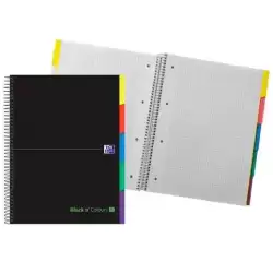 400088331 OXFORD CUADERNO EUROPEANBOOK 5 &YOU 100H A4+ 5X5 CON 5 PESTAÑAS TAPA EXTRADURA NEGRO