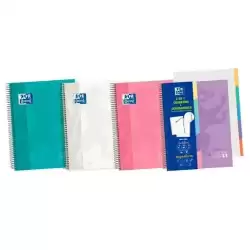 400135623 OXFORD CUADERNO EUROPEANBOOK 5 CLASSIC PESTAÑAS MICROPERFORADO 100H A5+ 5X5 5 T/EXTRADURA  C/SURTIDOS PASTEL