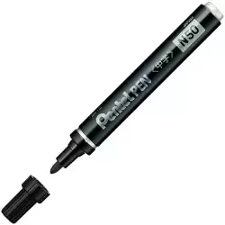 N50-AE PENTEL PEN N50-AE MARCADOR PERMANENTE CUERPO ALUMINIO NEGRO Y PUNTA MEDIA CONICA -12U-
