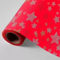 3150243U WONDER PAPEL DE REGALO BOBINA 62CM 4KG NAVIDAD ROJO ESTRELLAS