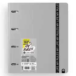 12477475 CARCHIVO CARPEBLOCK 360 MY RULES CON RECAMBIO 100H A4 5X5 90GR 4 SEPARADORES PP FOAM GRIS