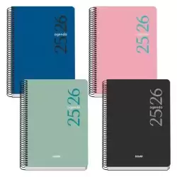 52083 DOHE AGENDA ESCOLAR ESENCIAL A5 ESPIRAL SV TAPA PP COLORES SURTIDOS 2025-2026