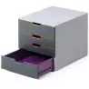 760427 DURABLE MÓDULO SOBREMESA VARICOLOR 4 CAJONES A4/FOLIO/CARTA ABS ALTA CALIDAD ANTRACITA MULTICOLOR