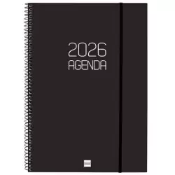 742786026 FINOCAM AGENDA ESPIRAL OPAQUE E40-210X297MM SVH TAPA PP NEGRO 2026
