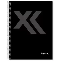 IMP0112 IMPREX CUADERNO ESPIRAL TAPA FORRADA FOLIO 80H 90GR 4X4 NEGRO