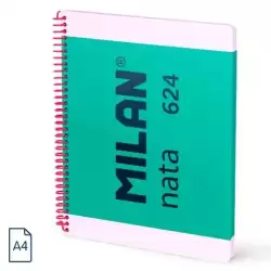 57043E80GR MILAN CUADERNO ESPIRAL A4 80H 95GR 5X5MM TAPA DURA COLECCIÓN NATA® 624 SINCE 1918 VERDE