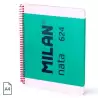 57043E80GR MILAN CUADERNO ESPIRAL A4 80H 95GR 5X5MM TAPA DURA COLECCIÓN NATA® 624 SINCE 1918 VERDE