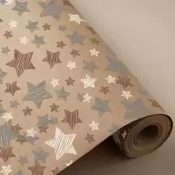 3150197U WONDER PAPEL DE REGALO BOBINA 31CM 2KG KRAFT 100% RECICLADO ESTRELLAS