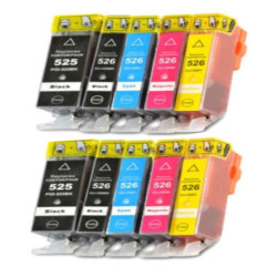 Pack 10 cartuchos de tinta PGI-525 CLI-526 compatible al cartucho original Canon 4529B006 4541B009 4540B017