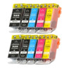 Pack 10 cartuchos de tinta PGI-525 CLI-526 compatible al cartucho original Canon 4529B006 4541B009 4540B017