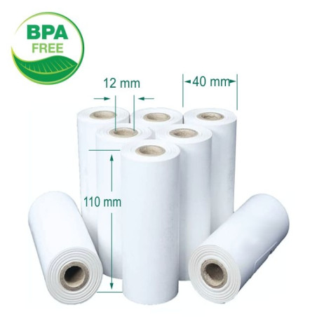 Rollos de papel térmico 110x40x12mm Pack-5