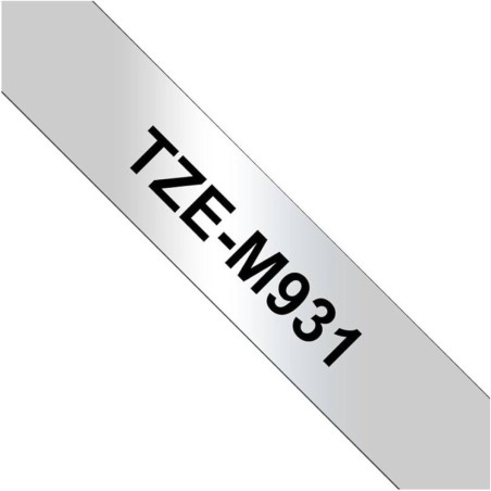 Brother TZe-M931 compatible cinta laminada metalizada 12mm x 8m (negro sobre fondo plata mate)