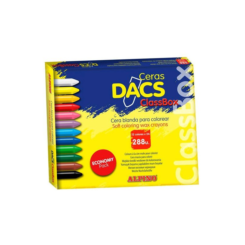 DA000050 ALPINO CERAS DACS PACK ECONÓMICO 12 COLORES SURTIDOS (24 X COLOR) CAJA 288 UD