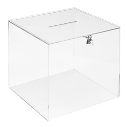 652003 CS TP ARCHIVO 2000 URNA CUADRADA CON LLAVE Y RANURA SUPERIOR 300X300X300MM METACRILATO 4MM TRANSPARENTE