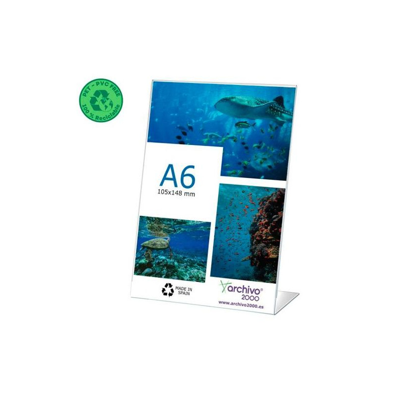 80906V CS TP ARCHIVO 2000 EXPOSITOR DE SOBREMESA L FLEXIBLE DIN A6 VERTICAL PET 100% RECICLABLE