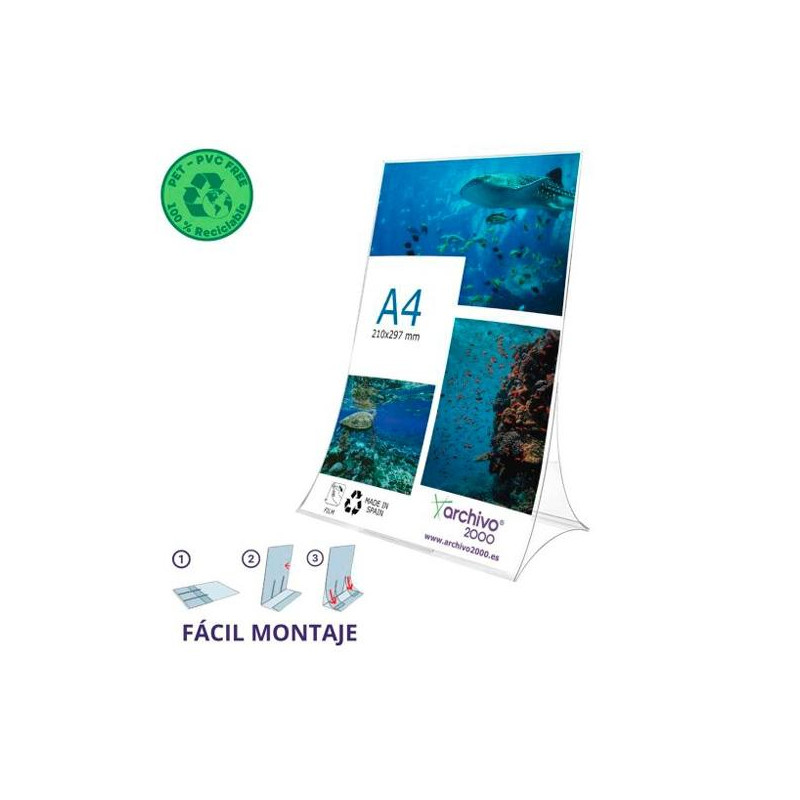 86304V CS TP ARCHIVO 2000 EXPOSITOR DE SOBREMESA L FLEXIBLE Y PLEGABLE DIN A4 VERTICAL PET 100% RECICLABLE